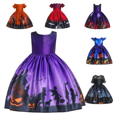 China 2021 New Arrival Washable Breathable Eco-friendly Halloween Girls Princess Dress Kids Costume Halloween Clothes Print Pattern Cosplay Cartoon Girl Dresses for sale