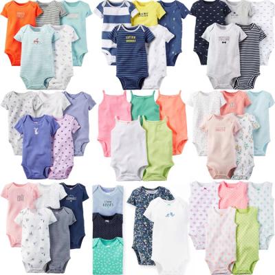 China Summer 100% Cotton Ribbed Baby Bamboo Short Sleeve Rompers Clothing Mixed Color Harpy Jacket 5 Pieces Set for sale