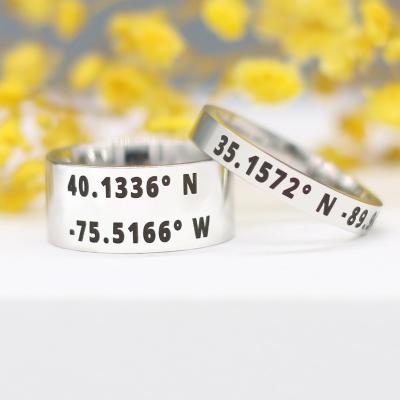 China Durable Customize Ring Personalized Stainless Steel Ring Anniversary Coordinate Gifts For Family Friendship for sale