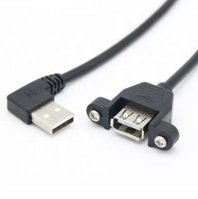 China MP3/MP4 Player USB 2.0 One Female Panel Mount With Screws To USB One Male Plug 90 Degree Straight Rotated Cable for sale