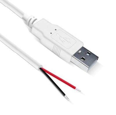 China MP3/MP4 Player 2A USB A Type To Open End Bare Data Cable Wire USB Charging White Cable ROHS Compliant for sale