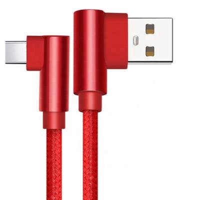 China High Quality Fabric 2.1A Right Angle Computer USB Cable Nylon Data Sync Charging Cable For iPhone for sale