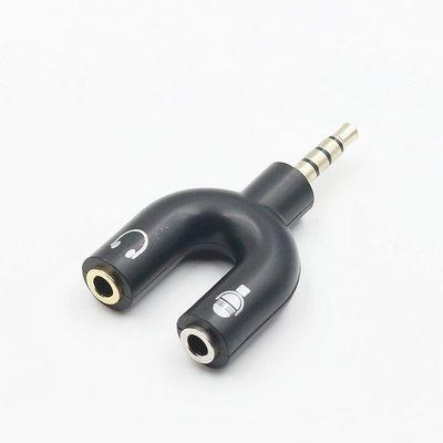 China audio & Video U Type Adapter Dual 3.5 Mm Plug Audio Earphone Cables Splitter Microphone 2 In 1 Swivel Connector for sale