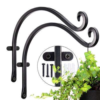 China High Quality Plants Minimalist Bracket, Planter Bird Feeder Lanterns Wind Chimes With Screw Iron Black Plant Hooks Wall Brackets for sale