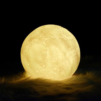 China Modern 3D Moon Lamp Rechargeable 7 Colors Tap Control Lamp Lights 16 Colors Change Remote LED Moon Light Gift for sale