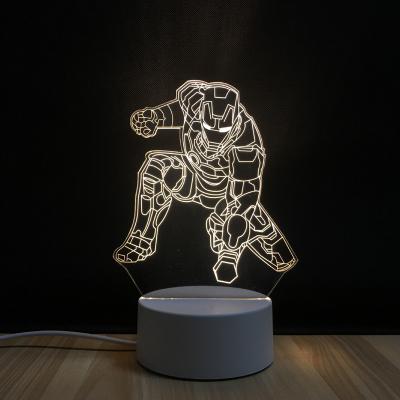 China Decoration Ironman Superhero 3D Night Light LED Lamp Ironman Action Number 3D Simple Warm Novelty Light Light for sale