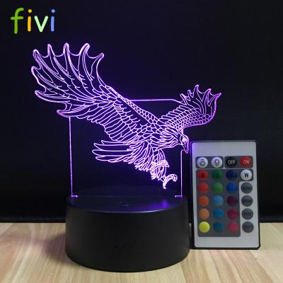 China 3D Decoration Eagle USB Night Light LED Table Lamp Illusion 16 Colors Battery Remote Control Desk Lamp for sale