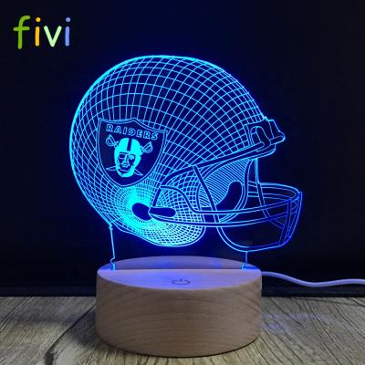 China Team Logo Led Night Light American Football Wooden Lamp USB Touch Bedroom Oakland Raiders Night Lamp Decoration Children Kids Gift for sale