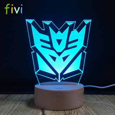 China Decoration Led Logo Night Light Cartoon Touch Sensor 7 Color Children's Decorative Desk Changing Wooden Lamp for sale