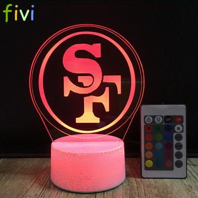 China 3D Decoration Led Night Light American Football Club Lamp SF Logo USB Table Decor Bedside Nightlight for sale