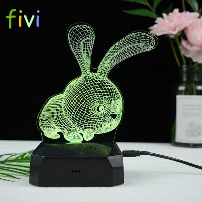 China Rabbit Shape USB Night Light USB Rechargeable Acrylic Night Light Toys Decoration Children Bedside Table Cute Light Decoration for sale