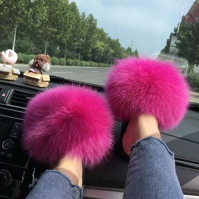 China Wholesale Breathable Women Summer Colorful Faux Fur Slippers Warm Winter Ladies Bedroom Soft Fur Slide Slippers For Women for sale