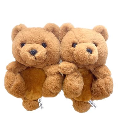 China Indoor Kids Teddy Bear Slippers One-size Thermal House Bedroom Slippers Fuzzy Wholesale Plush Funny Soft for sale