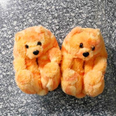 China Luxury Fashion Faux Fur Flat Indoor Anti-skid Bedroom Slides For Kids Best Selling Teddy Bear Fluffy Slippers For SIZE 5-10 for sale