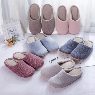 China Custom Indoor Cotton Solid Color Slippers Women Winter Plush Fur Warm Slippers Home Non-slip Thermal Bedroom Wholesale Slippers for sale