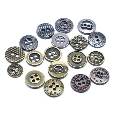 China LEAD FREE custom brand logo metal alloy buttons 2 holes 4 holes sewing button for shirt jacket for sale