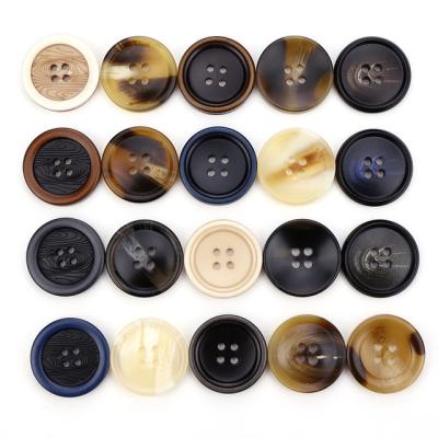 China Washable Custom Logo Horn Button Shape Imitated Resin 4 Holes Sewing Buttons For Shirt Clothes for sale