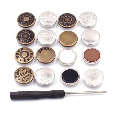 China New design logo brass removable screw-on accessory button LEAD FREE custom jeans buttons for denim pants for sale