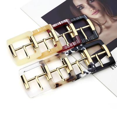 China Washable.eco-friendly.durable Bag Strap Belt Pin Buckle Gold Alloy Fork Plastic Resin Decorative Square Buckle For Bags Belts for sale