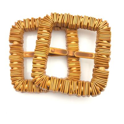 China Plastic Imitation Rattan Braided Buckle 38mm Inner Nickel Free Rectangle Shape For Women Dress Decorative Buckle for sale