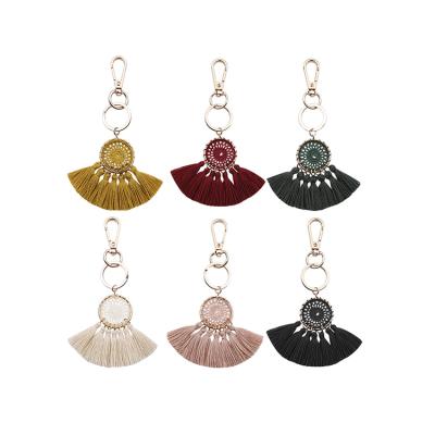 China Mobile Phone Spring Summer Cotton Bohemia Alloy Colorful Key Ring Decoration Tassel 13cm for sale