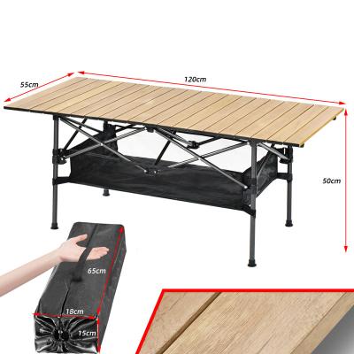 China Modern Wholesale Portable Outdoor Aluminum Wood Grain Beach Camping Picnic BBQ Folding Tables APT007-1 for sale