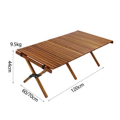 China Modern Portable Expandable Outdoor Garden Camping Picnic Folding APT005 Square Wooden Egg Roll Tables for sale