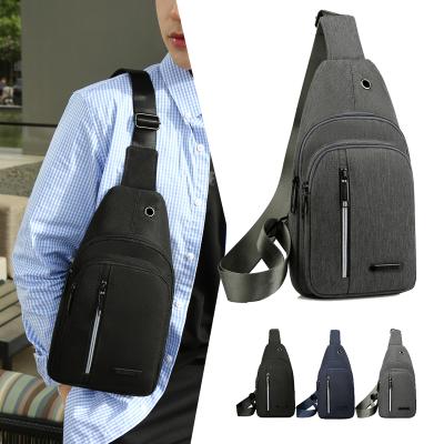 China Polyester Factory Direct Fashion Man Cross - Body Sports Throw Shoulder Chest Bag Men With Earphone Hole for sale