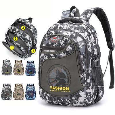 China 2020 Wholesale Waterproof Primary School Students 3P Camouflage Backpack Durable Mochilas Instruct Bags Manufacturer For Boys for sale