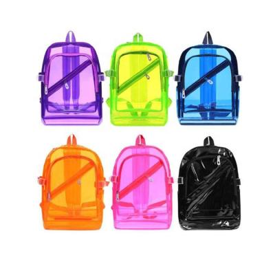 China Custom waterproof mochila waterproof boys teenage girls logo PVC school bag transparent clear backpack for sale