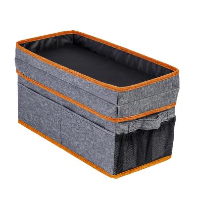 China Portable 2 Layers Back Seat Organizer Car Storage Box with Folding Tray for sale