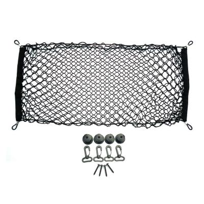 China Double Layers Luxury Black Mesh Hammock Cargo Organizer Car Trunk Storage Net for sale