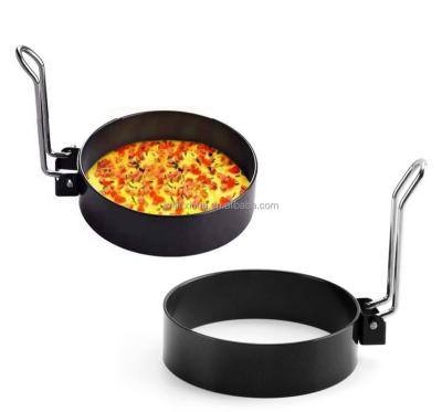 China Viable Carbon Steel Pancake Meat Pie Shaper Mold Boiled Fry Egg Mold Fried Poached Egg Ring With Handle for sale