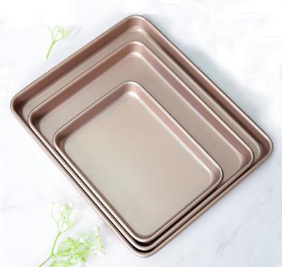 China Sustainable Non-Stick Carbon Steel Bread Toast Baking Pastry Oven Cake Tray Pan Cookie Biscuits Roast Dish for sale