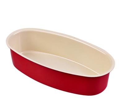 China Sustainable Bicolor Oval Carbon Steel Cake Mold Baking Tray Bread Loaf Pastry Pan Cheesecake Mold for sale