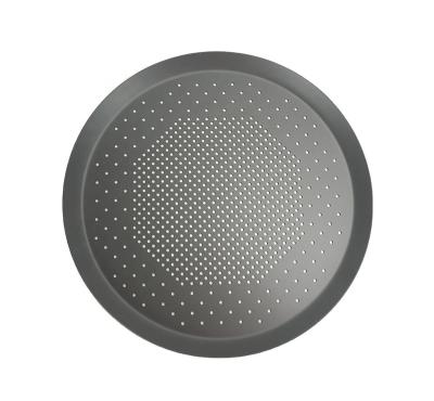 China Sustainable Round Perforated Wide Rim Black Color Bakeware Non-Stick Aluminum Pizza Crust Pan Baking Tray With Holes Pizza Baking Dish for sale