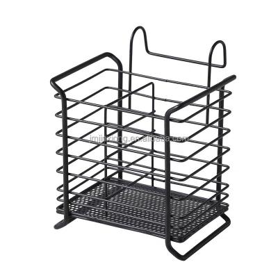 China CLASSIC Perforated Hanging or Standing Metal Wire Cutlery Holder Kitchen Cutlery Fork Chopstick Storage Basket for sale