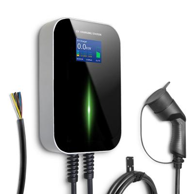 China AC 32a 3Phase IEC 62196-2 EVSE wallbox EV home charging charger with type 2 cable for sale