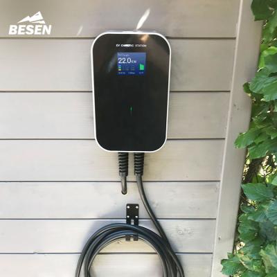 China AC Home Charging 66 Type2 Cable IP Degree 22KW 3Phase Wall Box EV Charging Station for sale