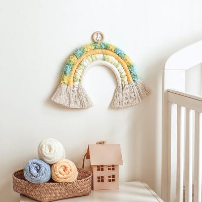 China Kids Bedroom Decor Bohemian Bohemian Tapestry Woven Cotton Rainbow Macrame Handmade Wall Hanging For Baby Care Room for sale