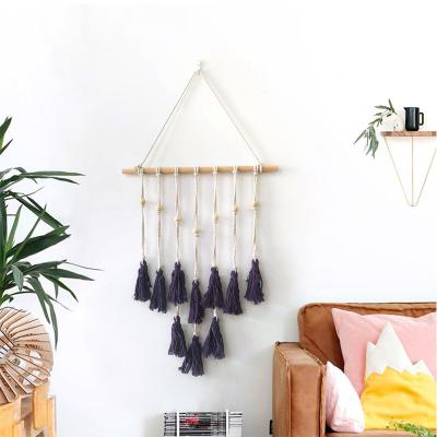 China Nordic Boho Tassel Tapestry Woven Macrame Wall Hanging Art Crafts Bedroom Decor Handmade for sale