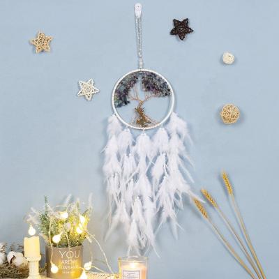 China India White Feather Deer Design Bedroom Hanging Home Decor Crystal Dream Catcher Pendant for sale