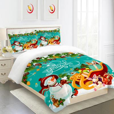 China 2021 Nondisposable Christmas Bedding Sets Microfiber Kids Printed 3 Pieces Pillowcase Comforter Cover For Bedroom for sale