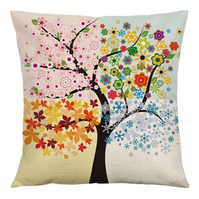 China Anti-static Tree Of Life Cushion Cover Colorful Heart Print Pillow Square Canvas Case For Bedroom for sale