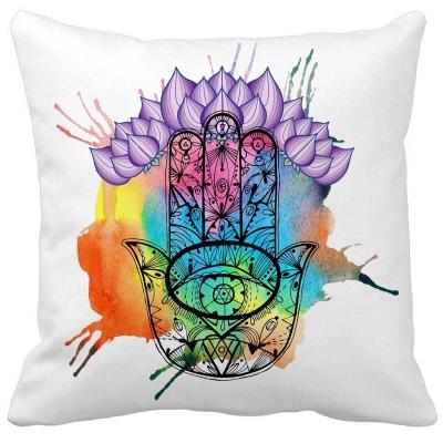 China Cushion Cover Buddha Evil Eye Meditation Yoga Anti-Static Indian Mandala Spiritual Tattoo Polyester Pillow Case for sale