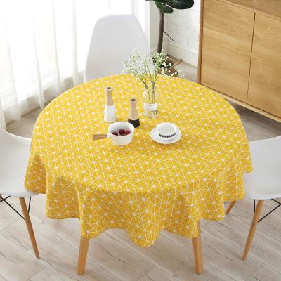 China Decorative Custom Plain Cotton Table Cloth Printing Round Table Cover Round Geometry Table Cloth for sale