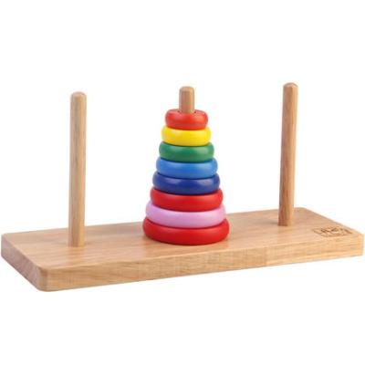 China Eco-friendly Wooden Tower Kids Cartoon Toy Hanoi Brain Toy for sale