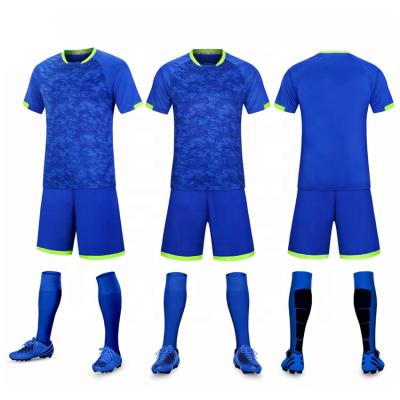 China Shirts & Tops Fabric Unisex Blue Print Soccer Jersey Sports Uniforms Custom Training for sale