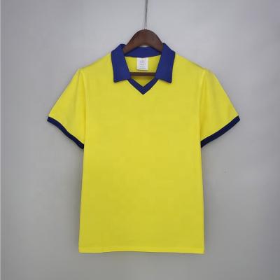 China Shirts & 100% Senior Polyester Yellow Retro Mens Soccer Jersey Top Thai Quality for sale