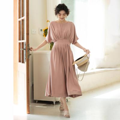 China 2020 Women Spring Summer Dress Lady Korean Style Solid Anti-Shrink Long Casual Dress for sale